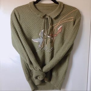 Olive green bird sweater